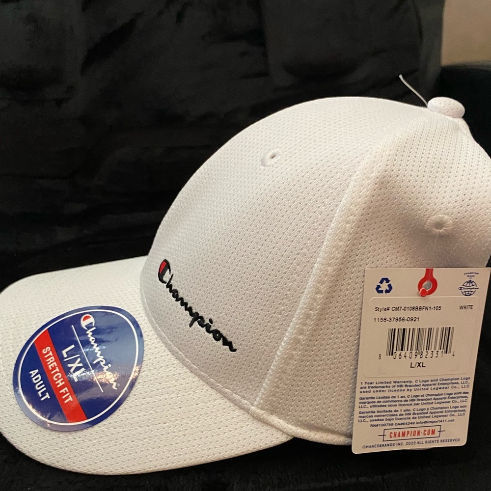L/XL Champion Baseball Hat - White
